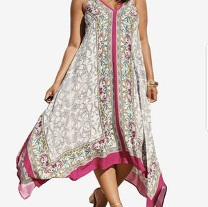 Roaman's Pink Scarf Print Dress